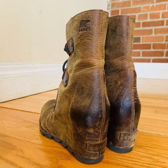 Sorel JOAN Of ARTIC WEDGE BOOTS KETTLE!! Lace Up Waterproof Women Size 11 - Picture 7 of 13